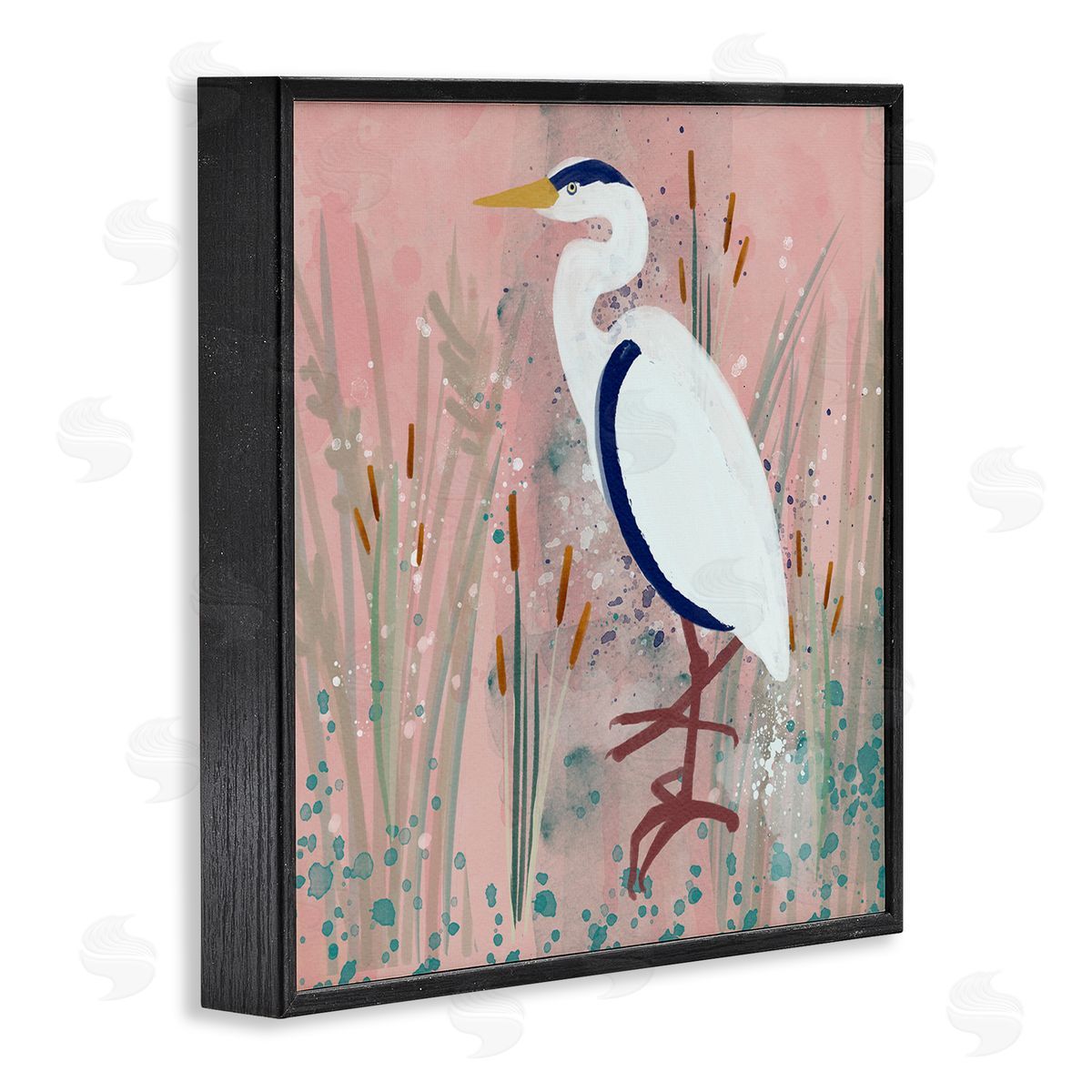 Coastal White Bird Black Frame Print Wall Art, Home Decor by Juliet Rose Philips