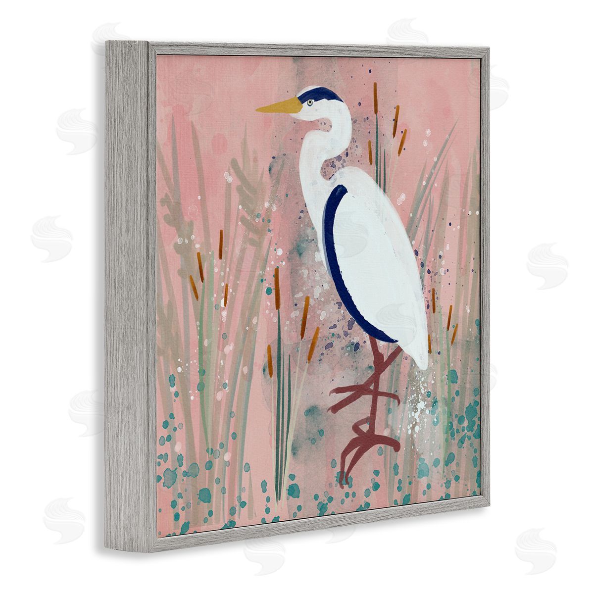 Coastal White Bird Grey Frame Print Wall Art, Home Decor by Juliet Rose Philips