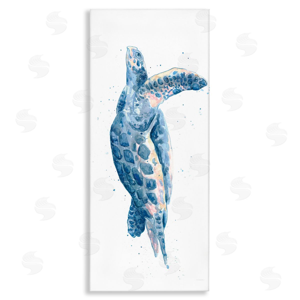 Blue Turtle Swimming Canvas Wall Art, Home Decor by Kamdon Kreations