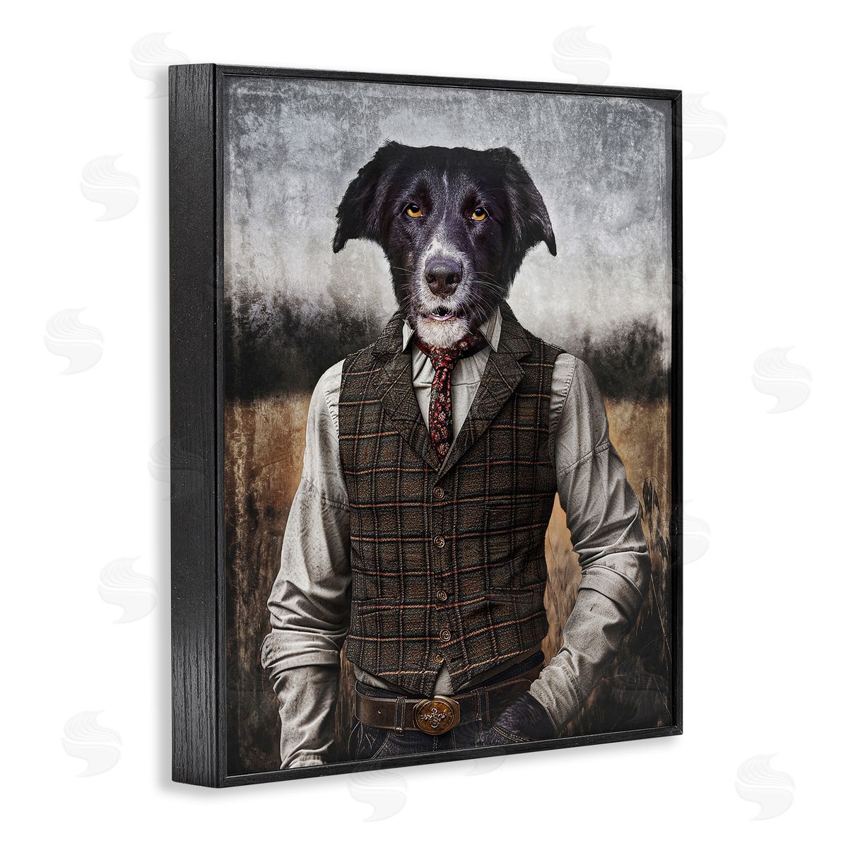 Dog in Colonial Clothes Black Frame Print Wall Art, Home Decor by Karen Burke