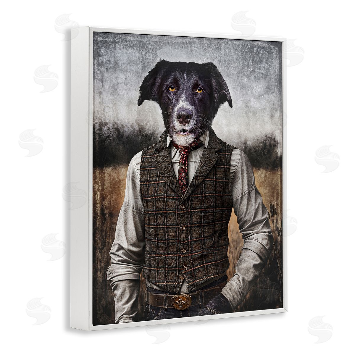 Dog in Colonial Clothes White Frame Print Wall Art, Home Decor by Karen Burke