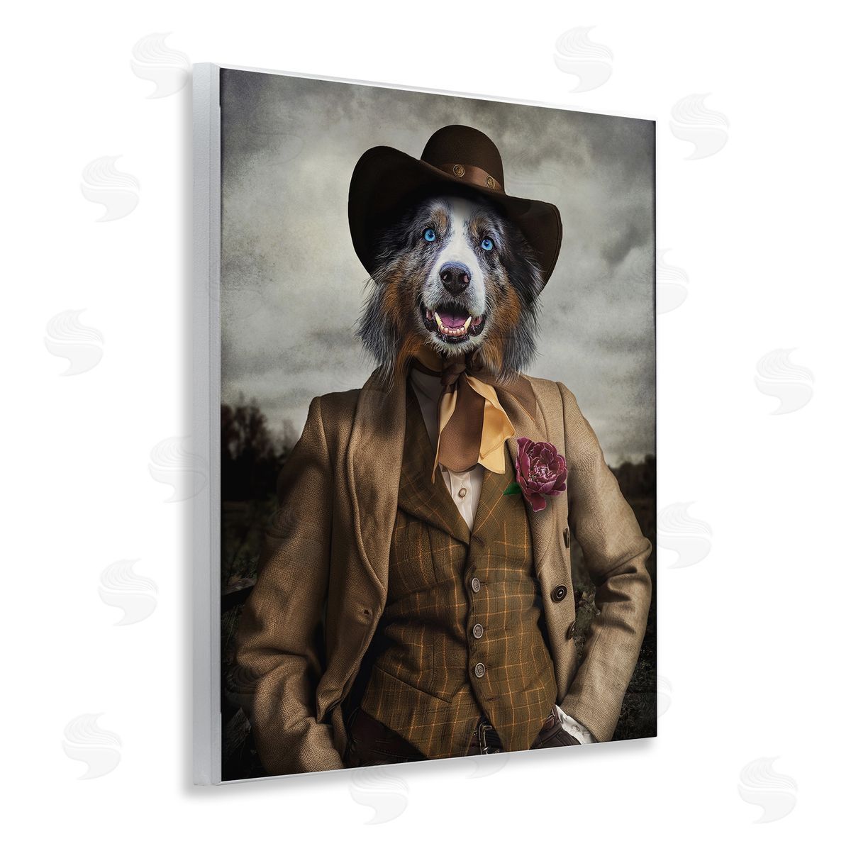 Colonial Fashion Dog Wood Plaque Wall Art, Home Decor by Karen Burke