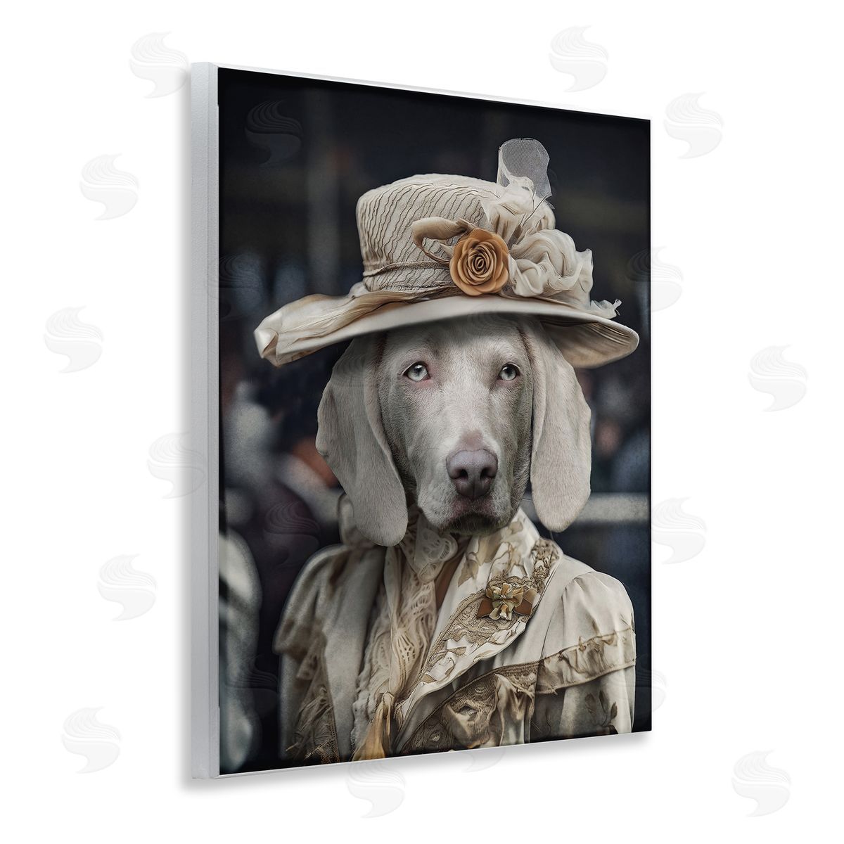 Dog with Floral Hat Wood Plaque Wall Art, Home Decor by Karen Burke
