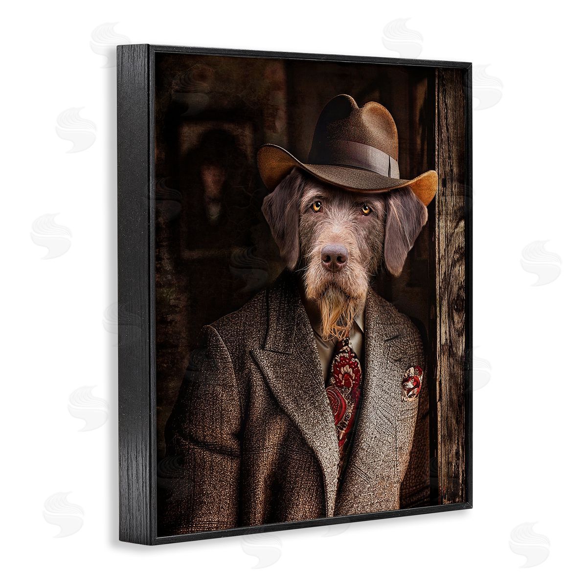Classic Dog in Suit Black Frame Print Wall Art, Home Decor by Karen Burke