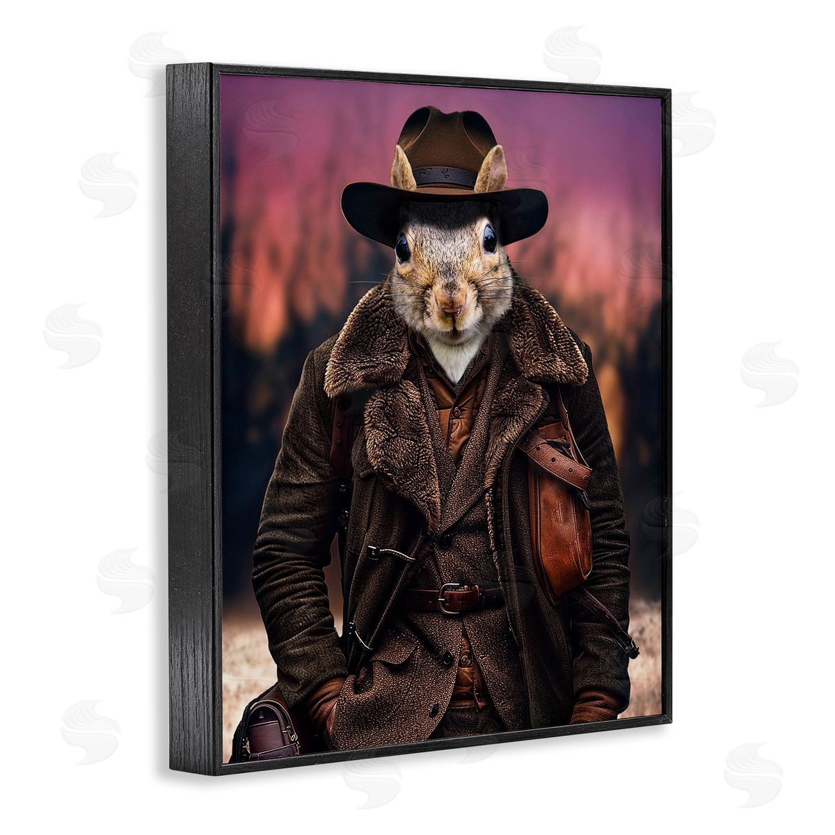 Classic Squirrel Fashion Black Frame Print Wall Art, Home Decor by Karen Burke