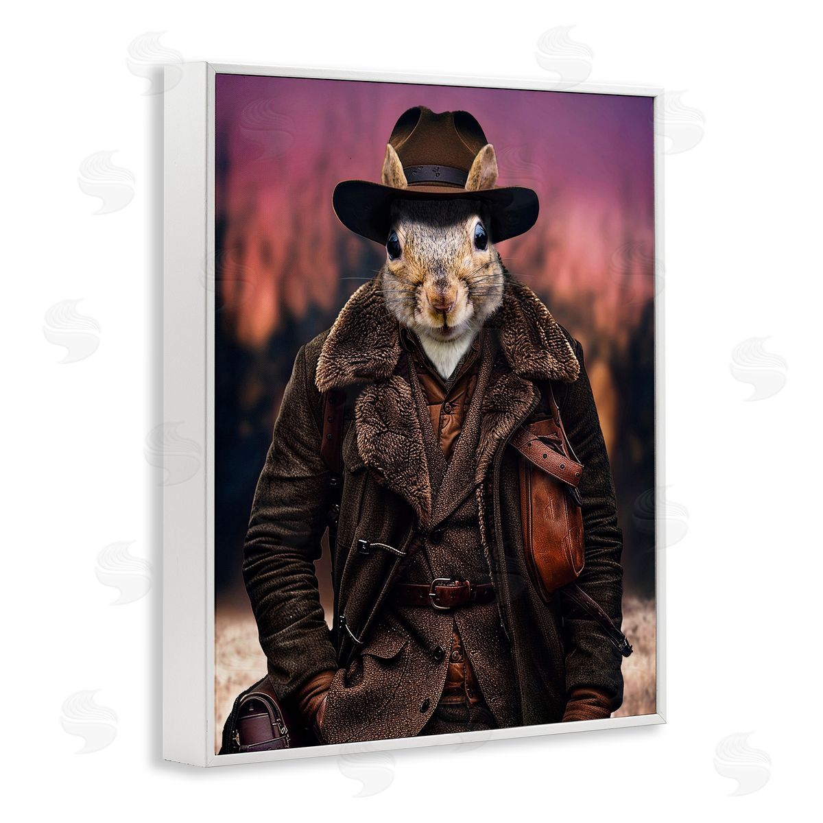 Classic Squirrel Fashion White Frame Print Wall Art, Home Decor by Karen Burke