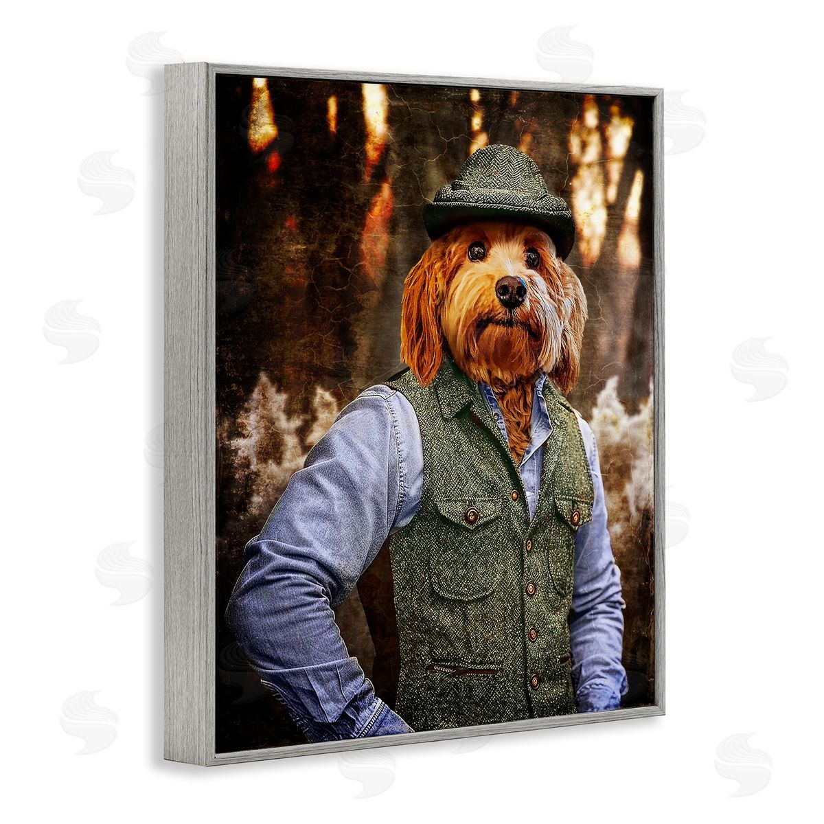 Terrier Dog Classic Clothing Grey Frame Print Wall Art, Home Decor by Karen Burke