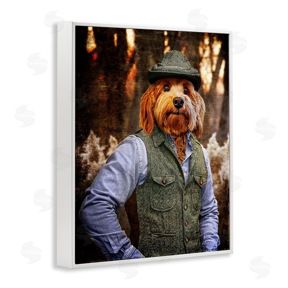 Terrier Dog Classic Clothing White Frame Print Wall Art, Home Decor by Karen Burke