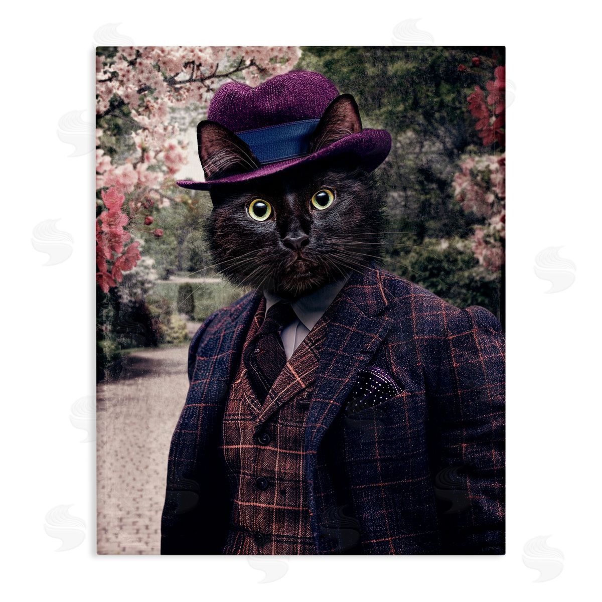 Vintage Clothing Cat Canvas Wall Art, Home Decor by Karen Burke