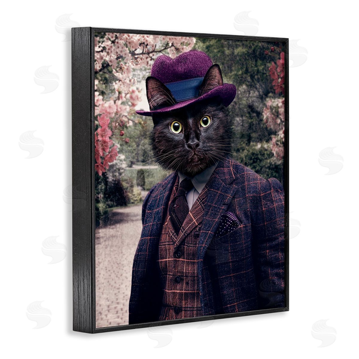 Vintage Clothing Cat Black Frame Print Wall Art, Home Decor by Karen Burke