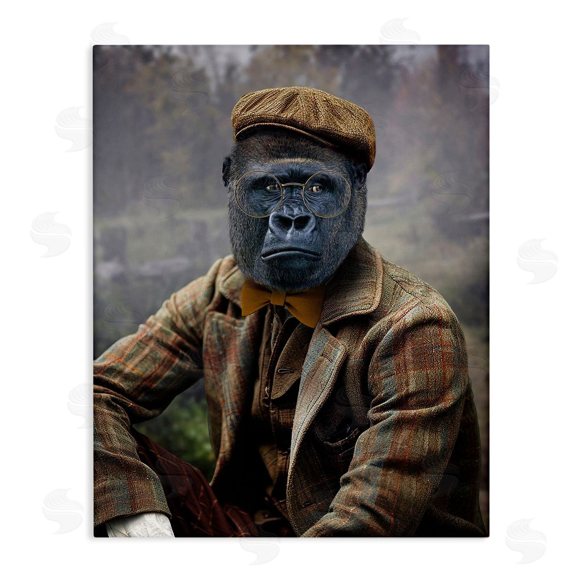 Vintage Gorilla Portrait Canvas Wall Art, Home Decor by Karen Burke