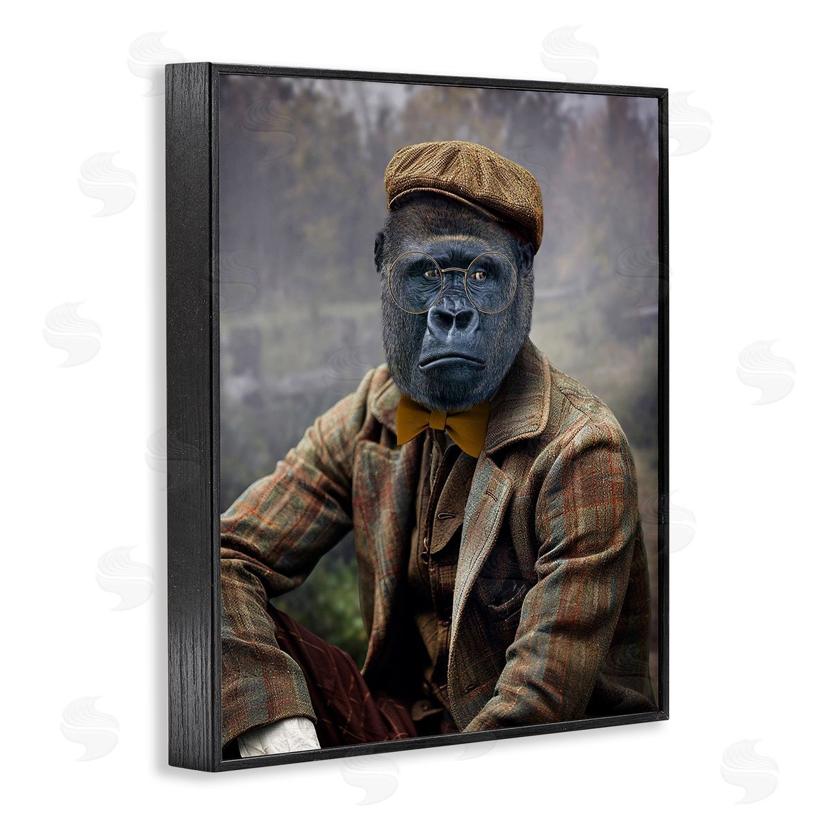 Vintage Gorilla Portrait Black Frame Print Wall Art, Home Decor by Karen Burke
