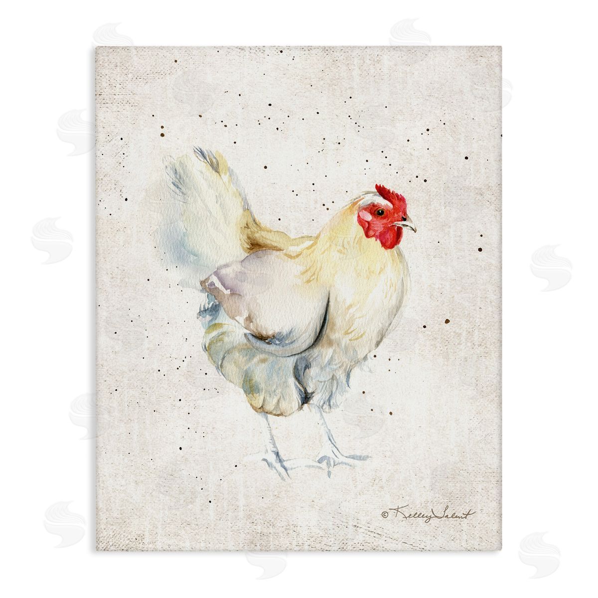 Kelley Talent Chicken with Speckled Paint Canvas Wall Art Print