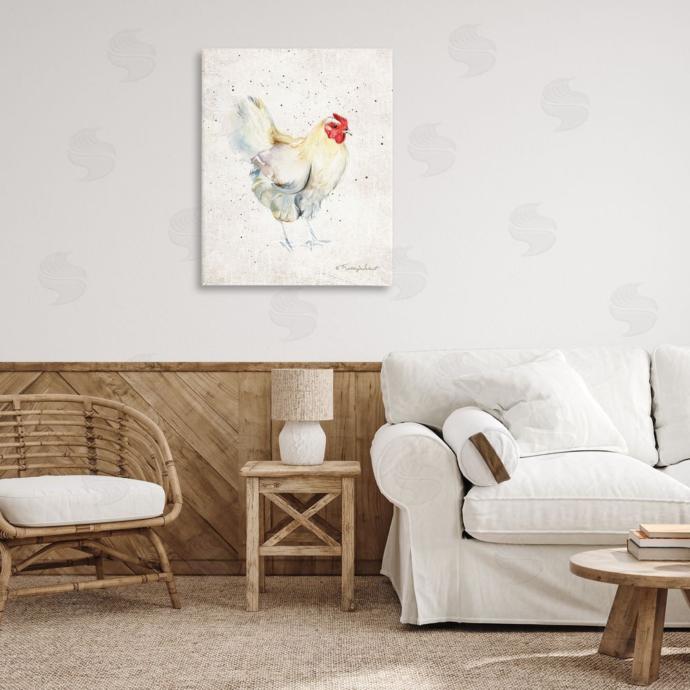 Kelley Talent Chicken with Speckled Paint Canvas Wall Art Print in Room
