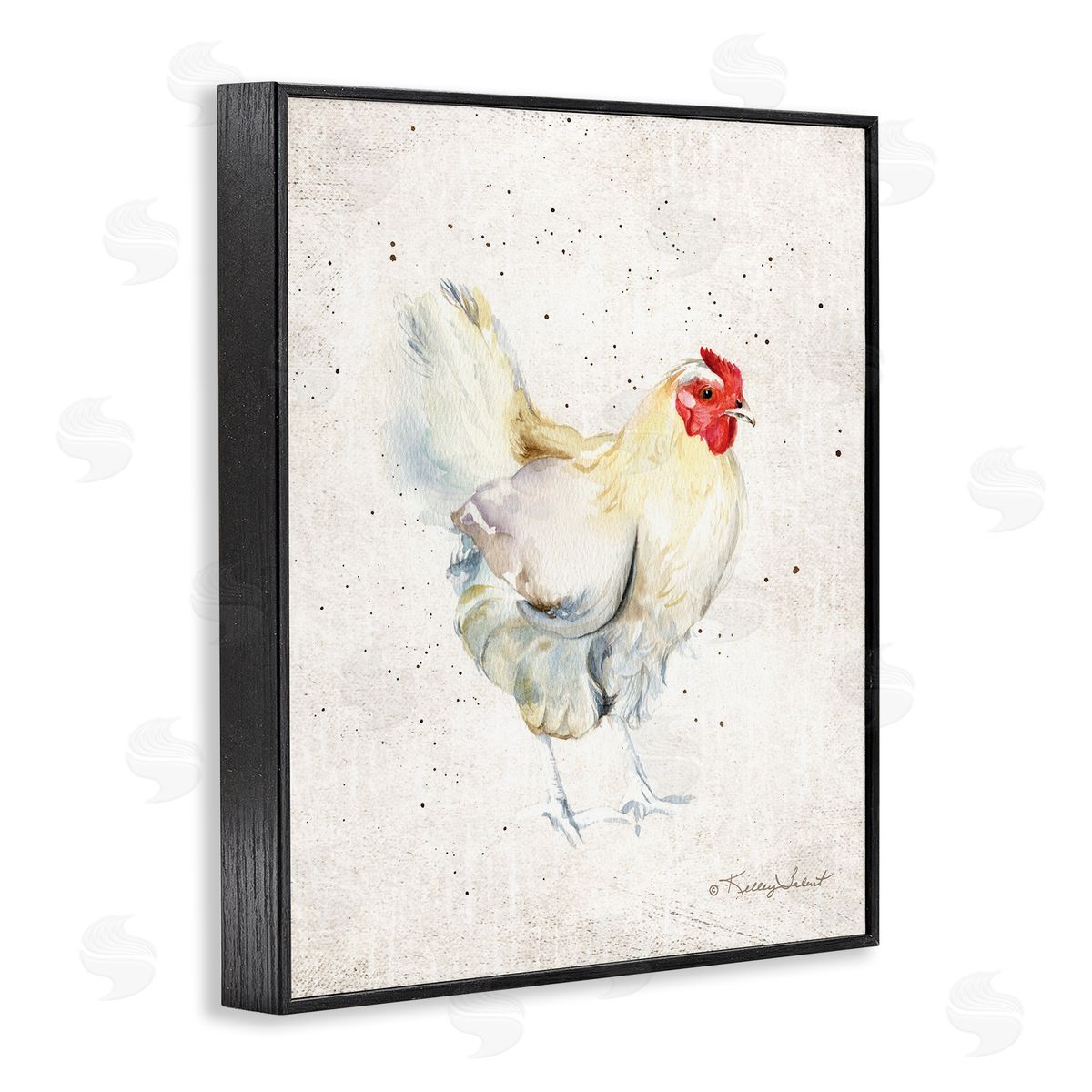 Kelley Talent Chicken with Speckled Paint Black Framed Giclee Wall Art Print