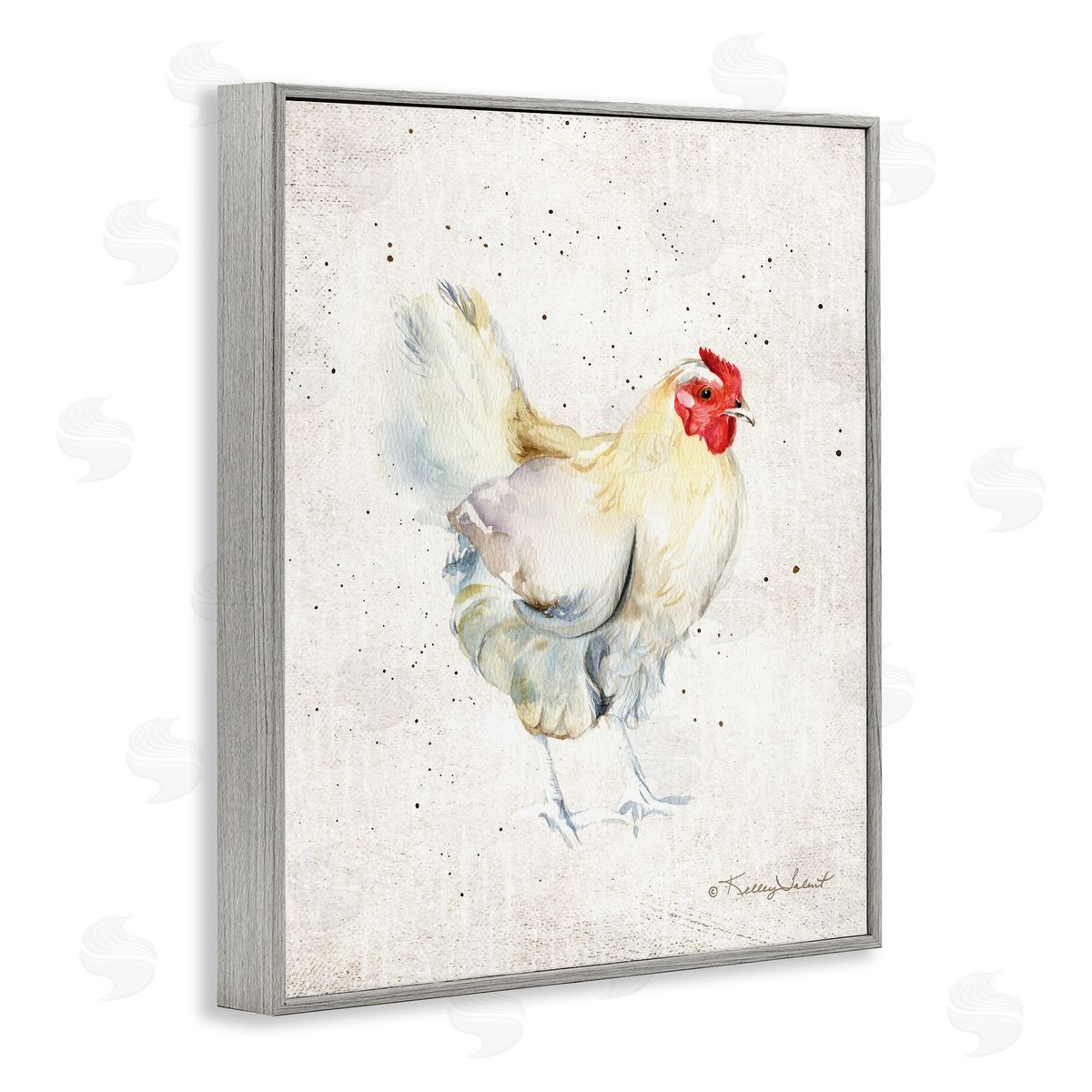 Kelley Talent Chicken with Speckled Paint Gray Framed Giclee Wall Art Print