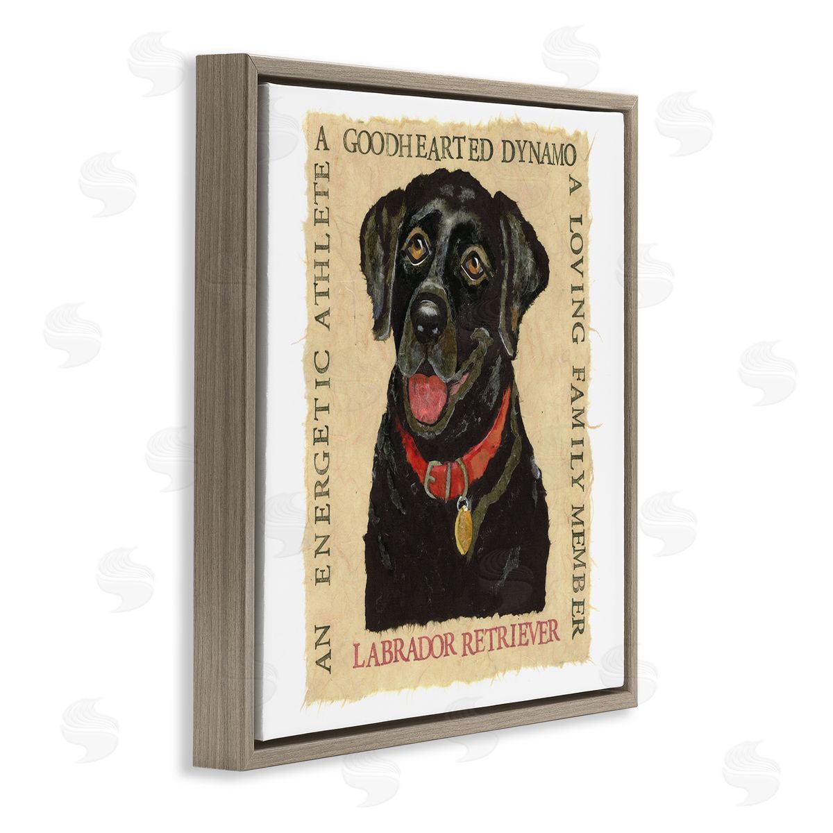 Nancy Overton Fun Black Labrador Phrases Brown Floating Frame Canvas Wall Art Print