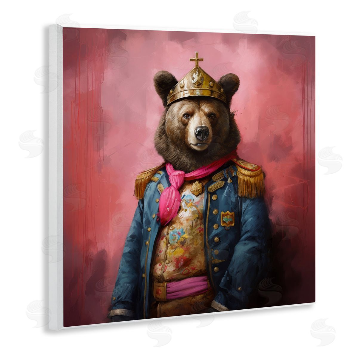 Regal Bear Portrait Wood Plaque Wall Art, Home Decor by Lazar Studio