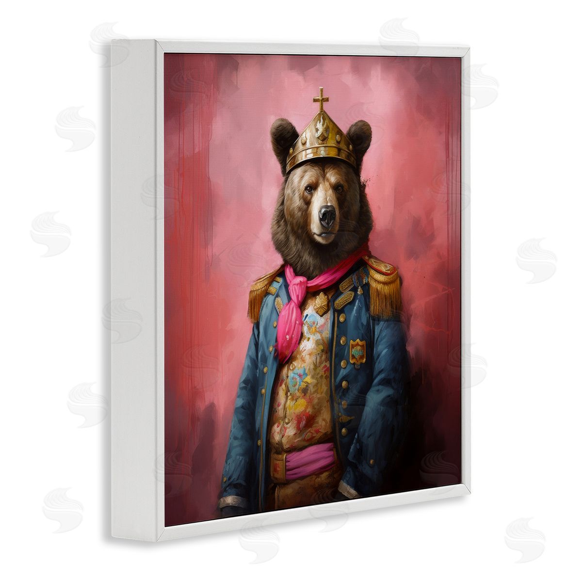 Regal Bear Portrait White Frame Print Wall Art, Home Decor by Lazar Studio