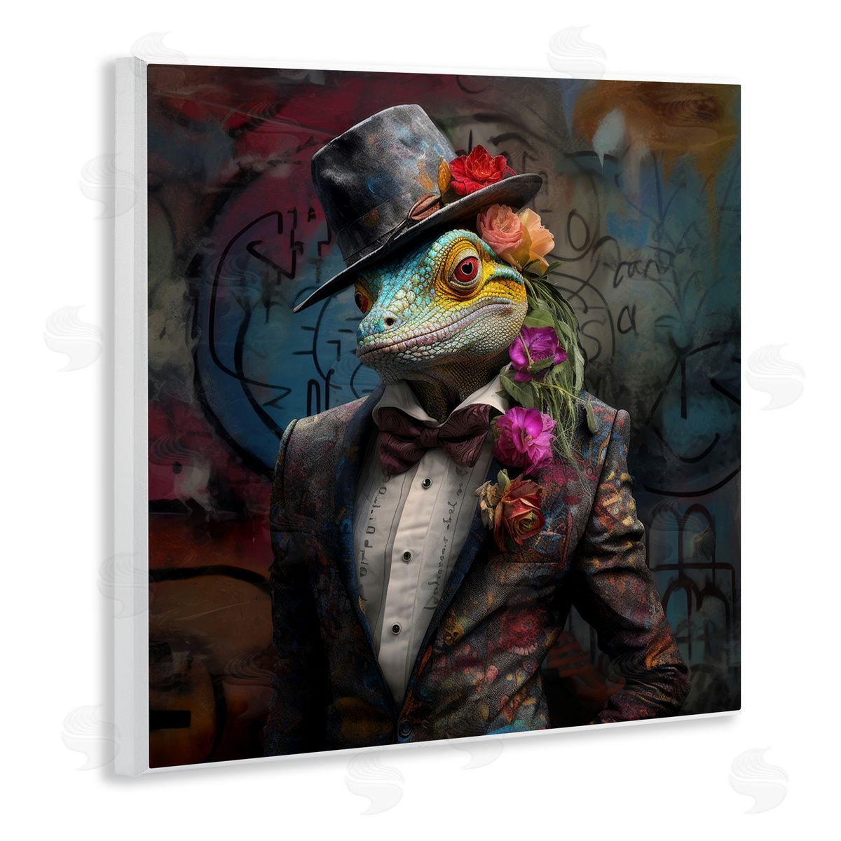 Urban Graffiti Lizard Wood Plaque Wall Art, Home Decor by Lazar Studio