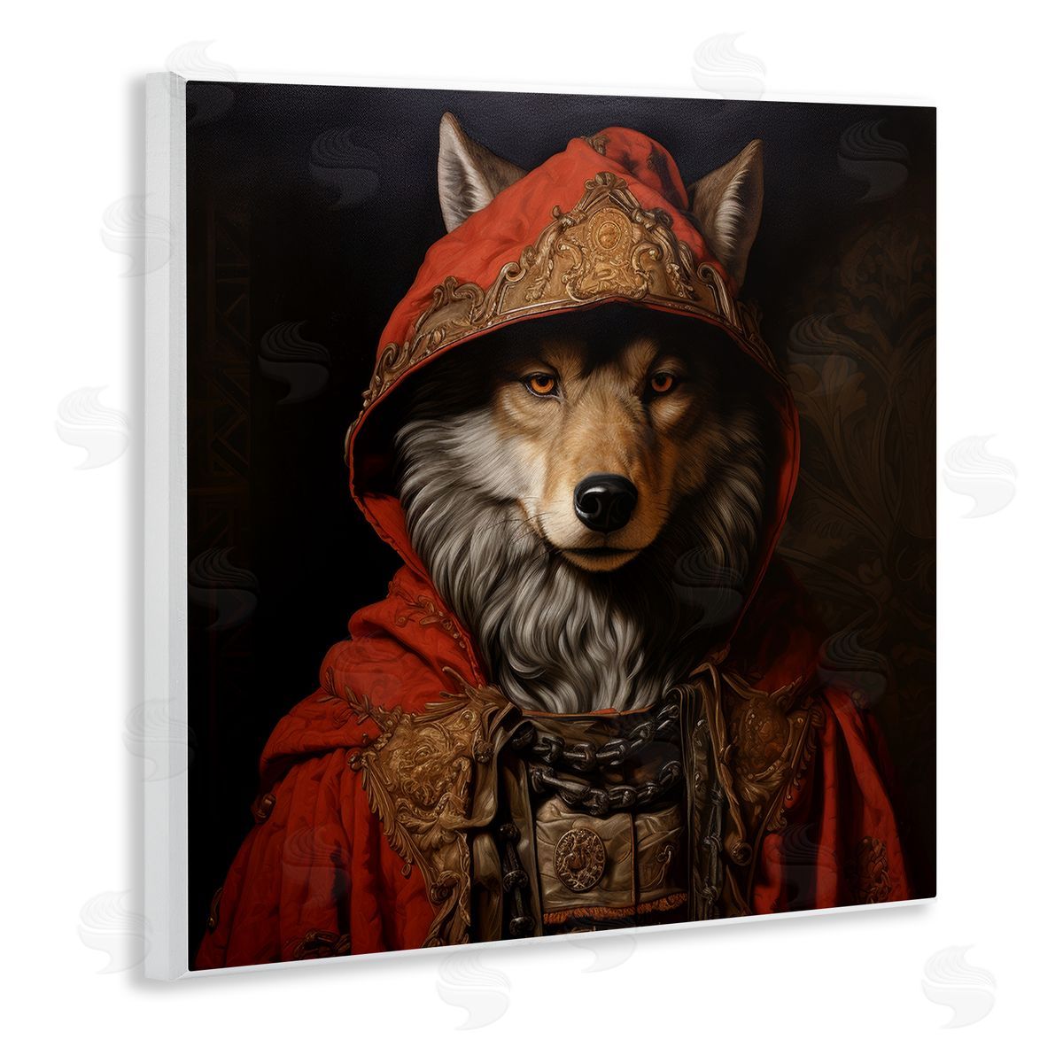 Wolf with Red Cloak Wood Plaque Wall Art, Home Decor by Lazar Studio