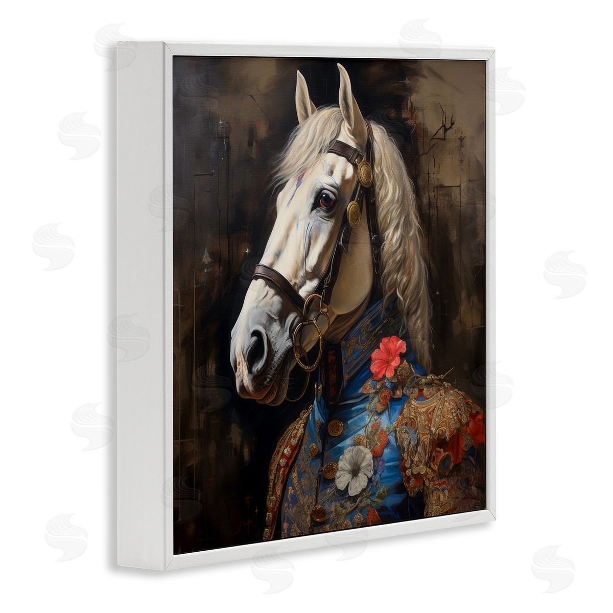 Horse with Regal Clothing White Frame Print Wall Art, Home Decor by Lazar Studio