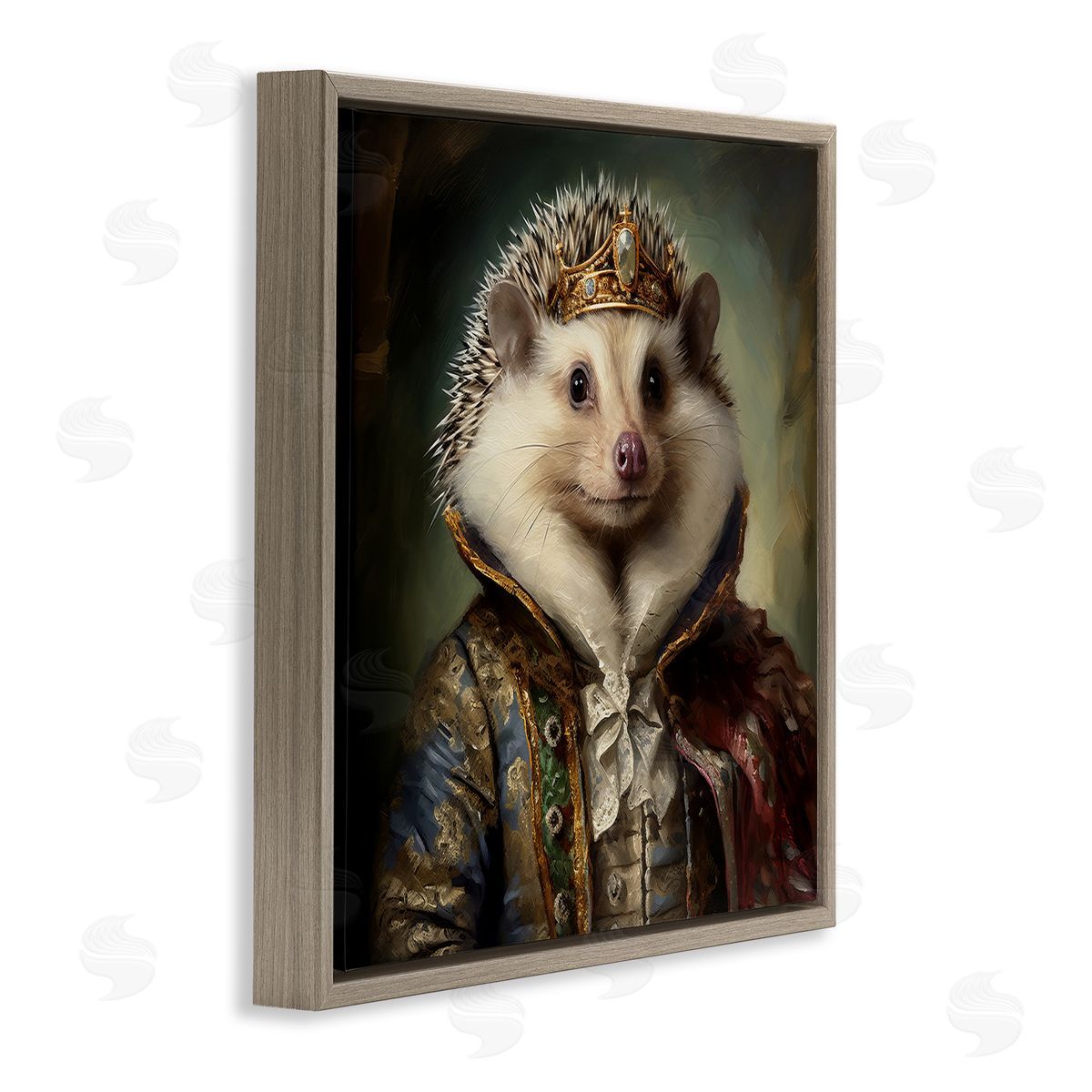 Hedgehog Regal Transformation Brown Floating Frame Canvas Wall Art, Home Decor by Lazar Studio