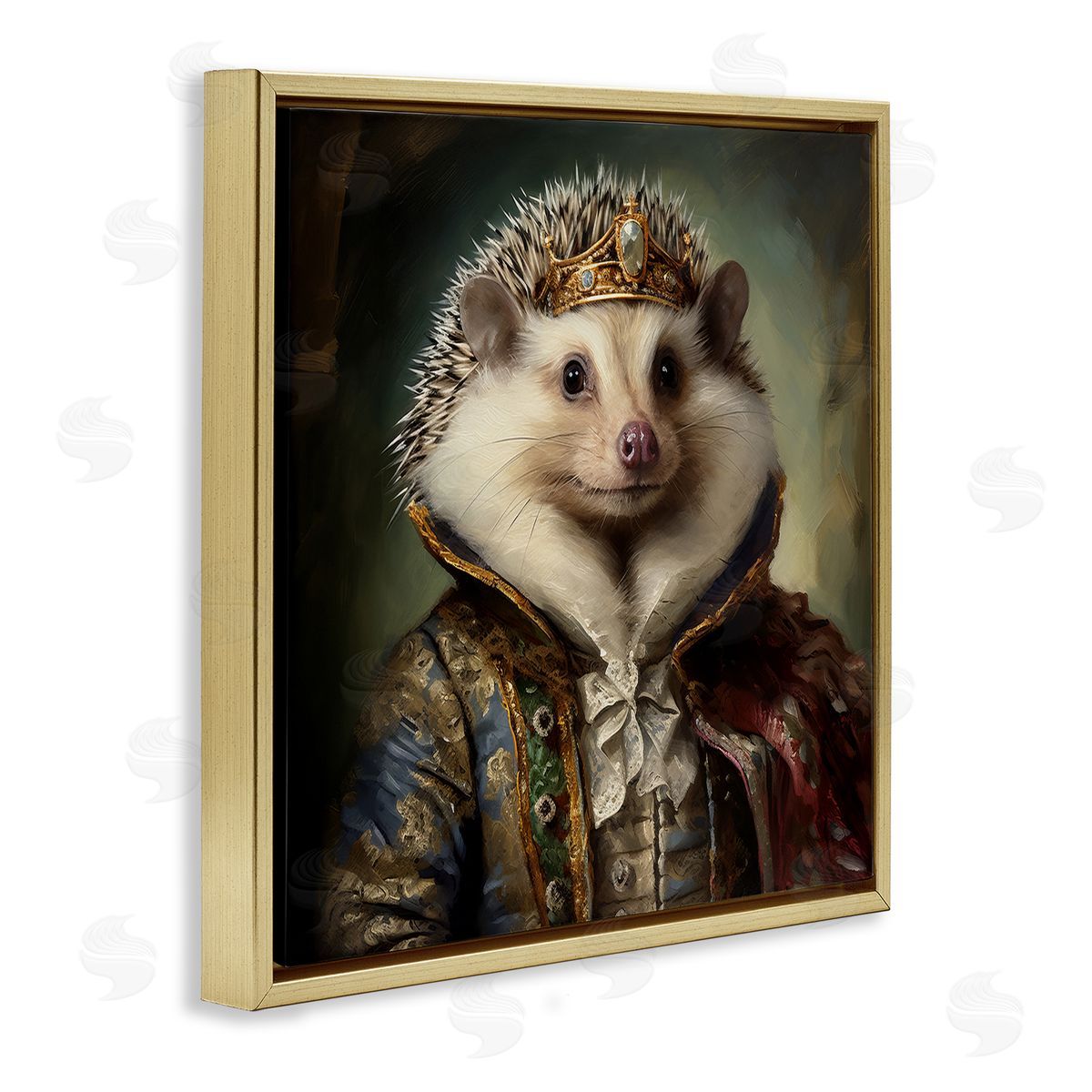 Hedgehog Regal Transformation Gold Floating Frame Canvas Wall Art, Home Decor by Lazar Studio