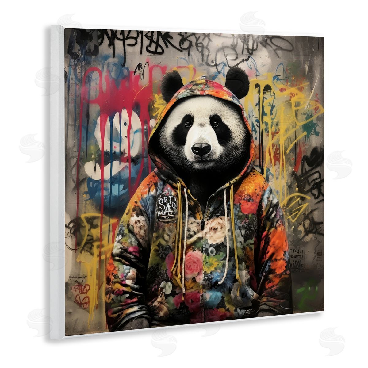 Urban Graffiti Panda Wood Plaque Wall Art, Home Decor by Lazar Studio