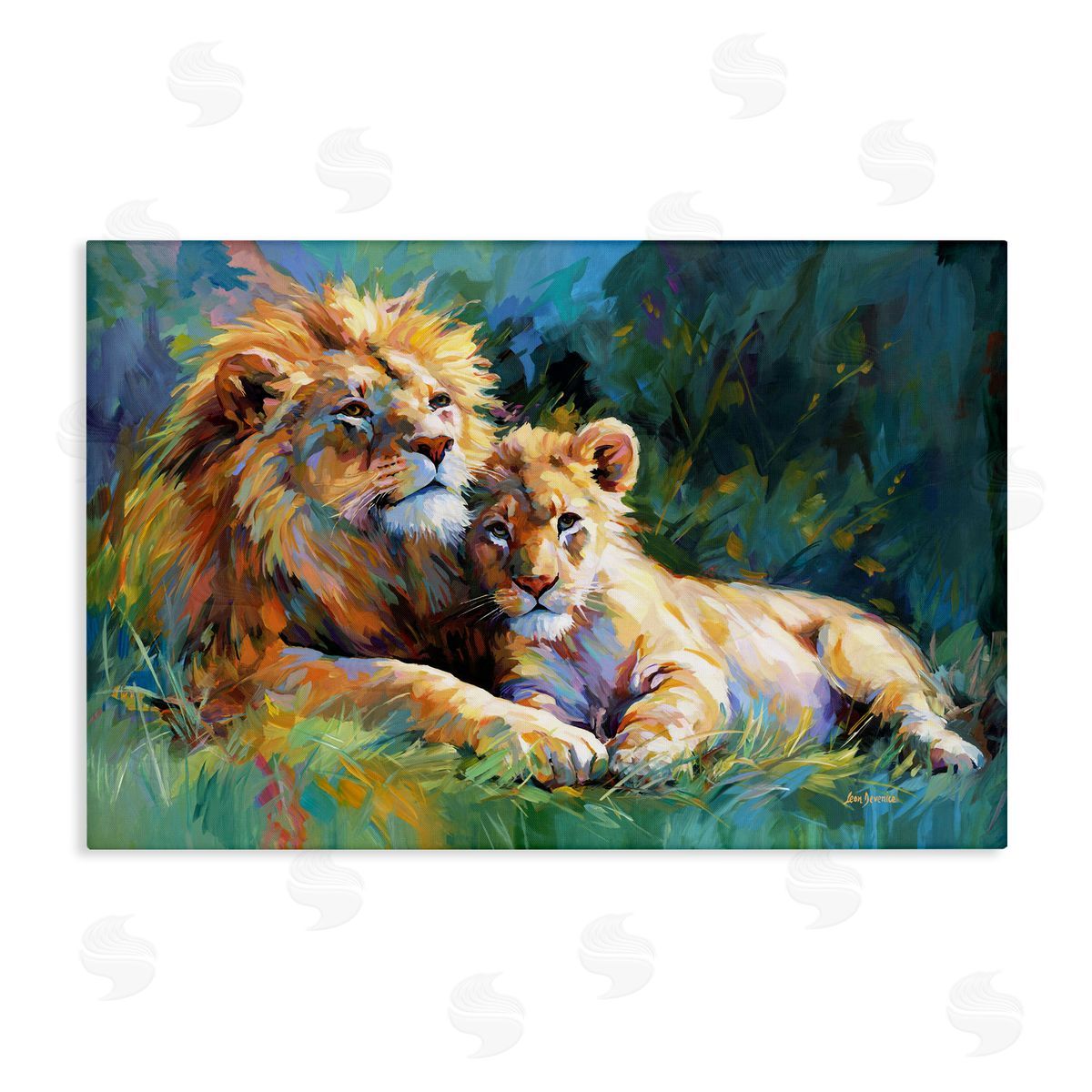 Lion's Embrace Portrait Canvas Wall Art, Home Decor by Leon Devenice