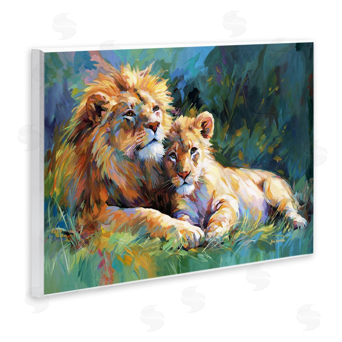 Lion's Embrace Portrait Wood Plaque Wall Art, Home Decor by Leon Devenice
