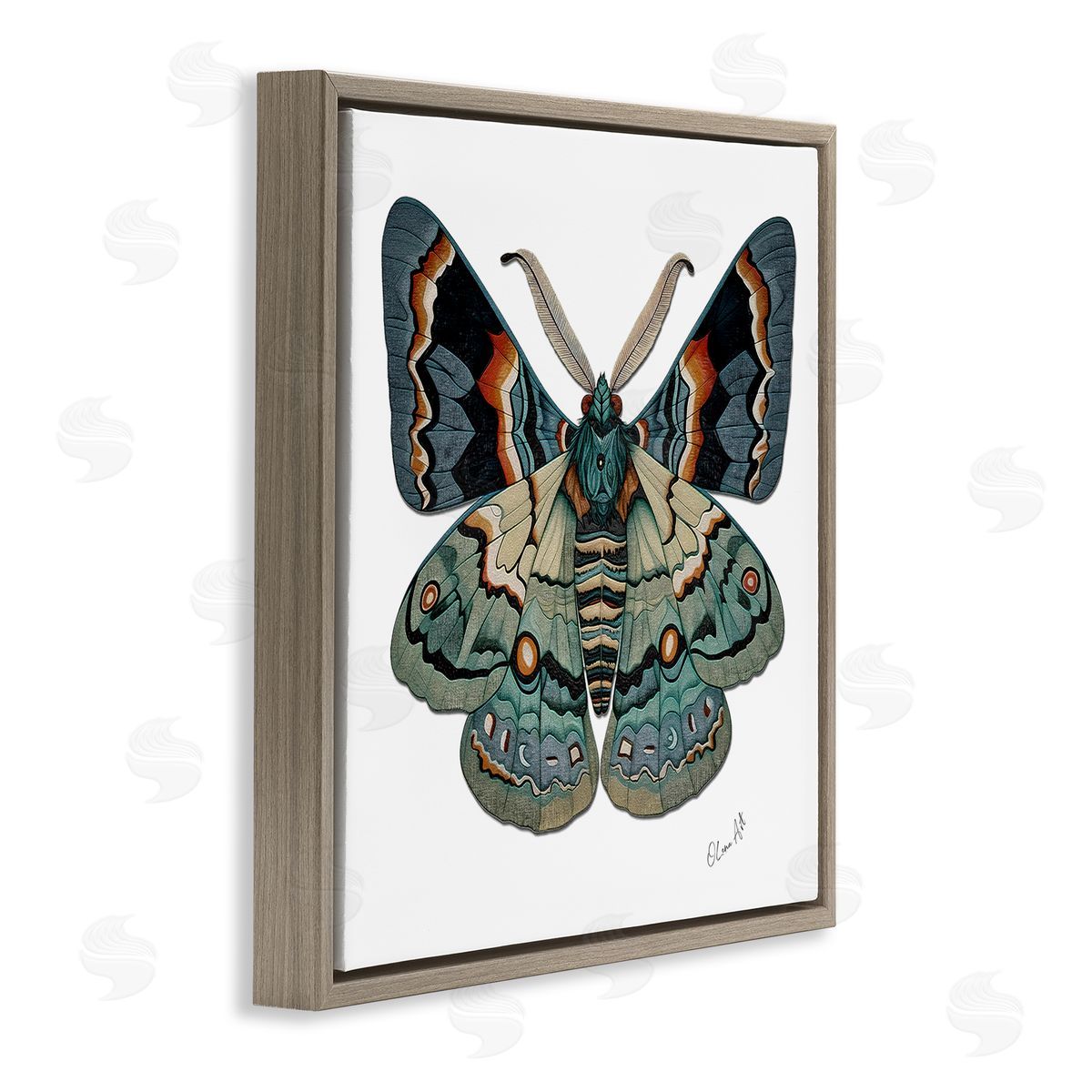 Lena Owens Symbol Of Change Moth Brown Floating Frame Canvas Wall Art Print