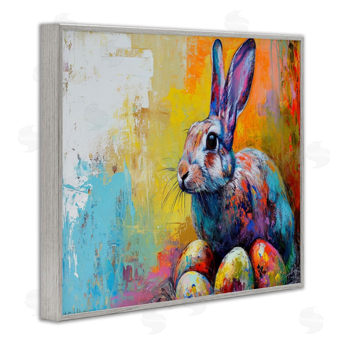 LSR Design Studio Easter Joy Abstract Gray Framed Giclee Wall Art Print