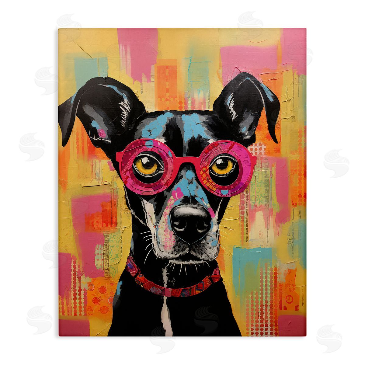 LSR Design Studio Dog with Fun Glasses Canvas Wall Art Print