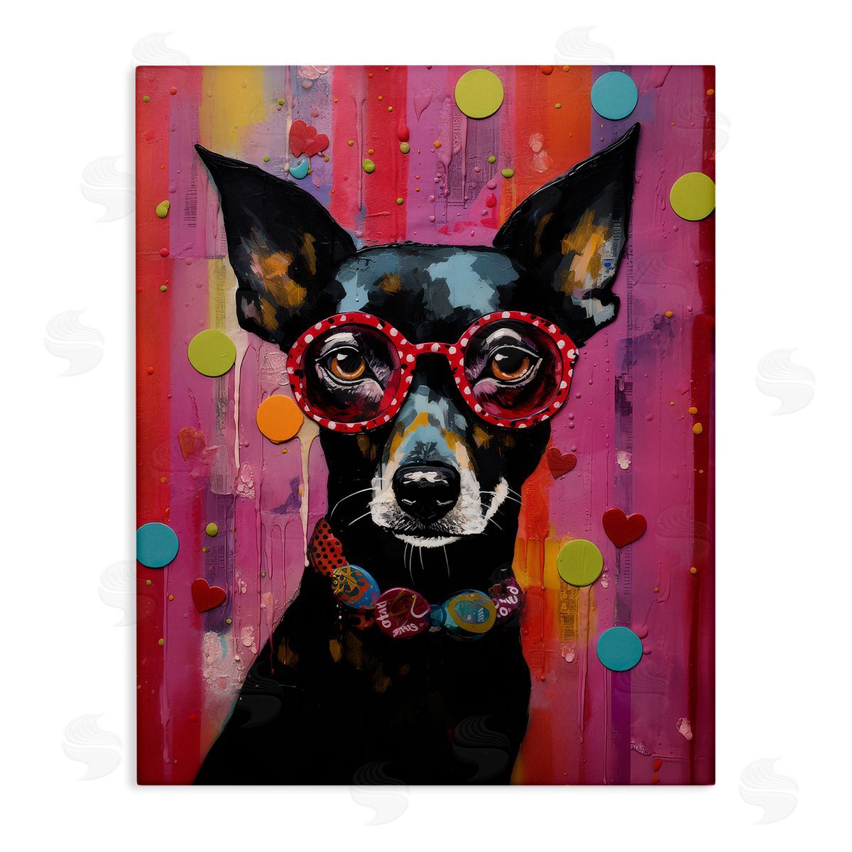 LSR Design Studio Dobermann Dog with Glasses Canvas Wall Art Print