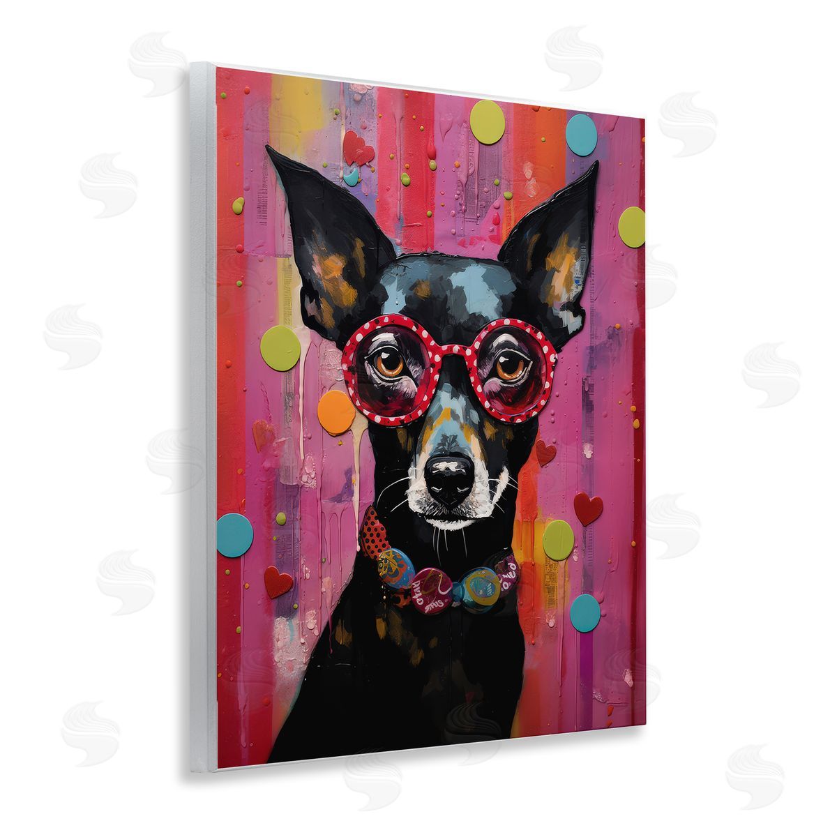 LSR Design Studio Dobermann Dog with Glasses Wooden Wall Plaque Art Print