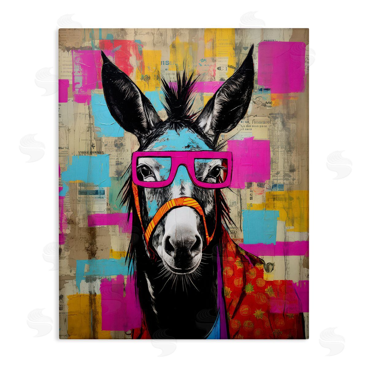 LSR Design Studio Quirky Spectacle Donkey Canvas Wall Art Print