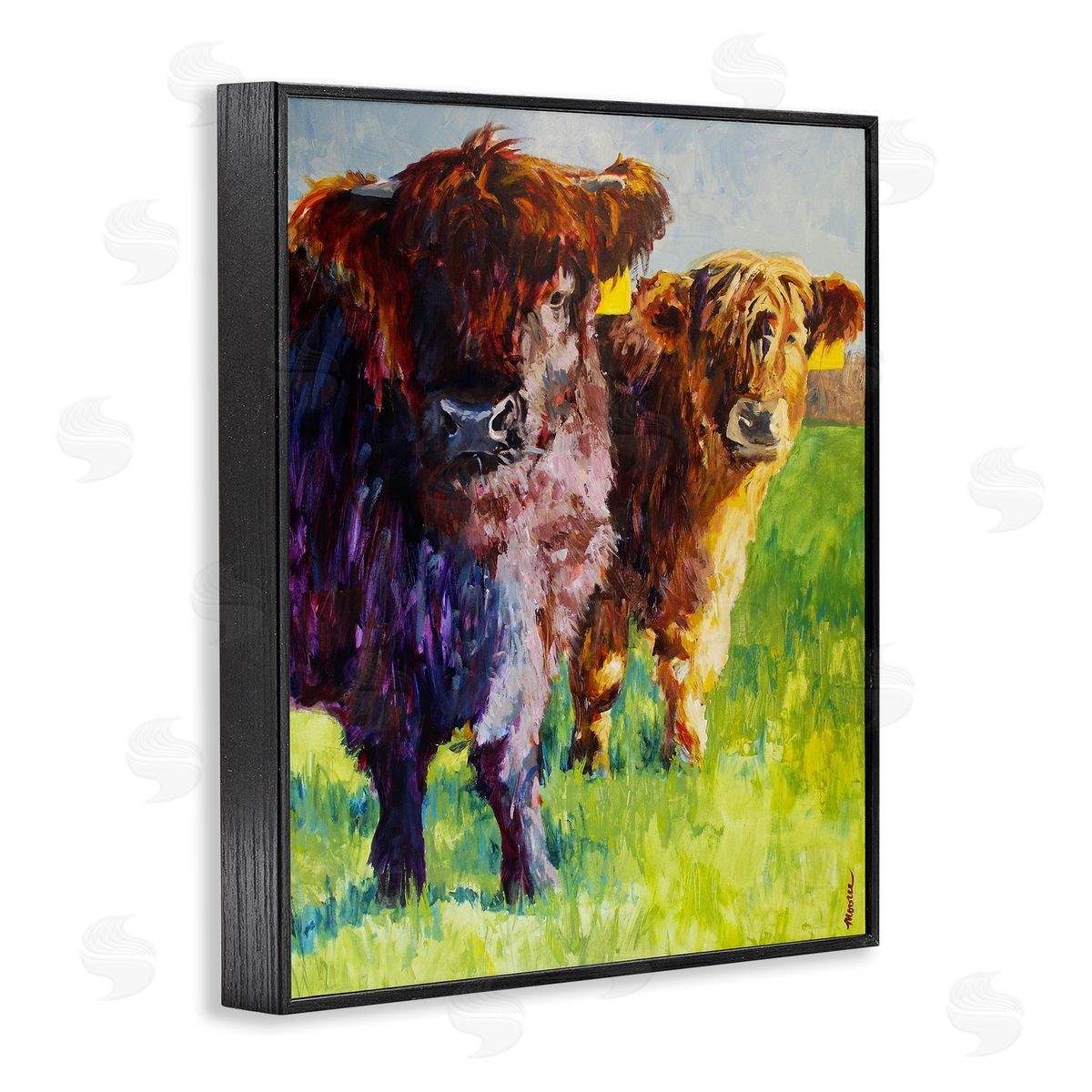 Mary Moores Traditional Cattles Painting Black Framed Giclee Wall Art Print