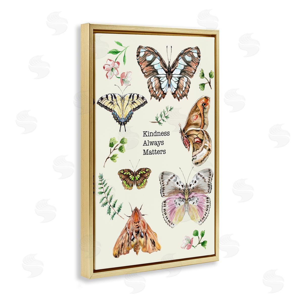 Kindness Matters Insects Gold Floating Frame Canvas Wall Art, Home Decor by Melissa Hyatt