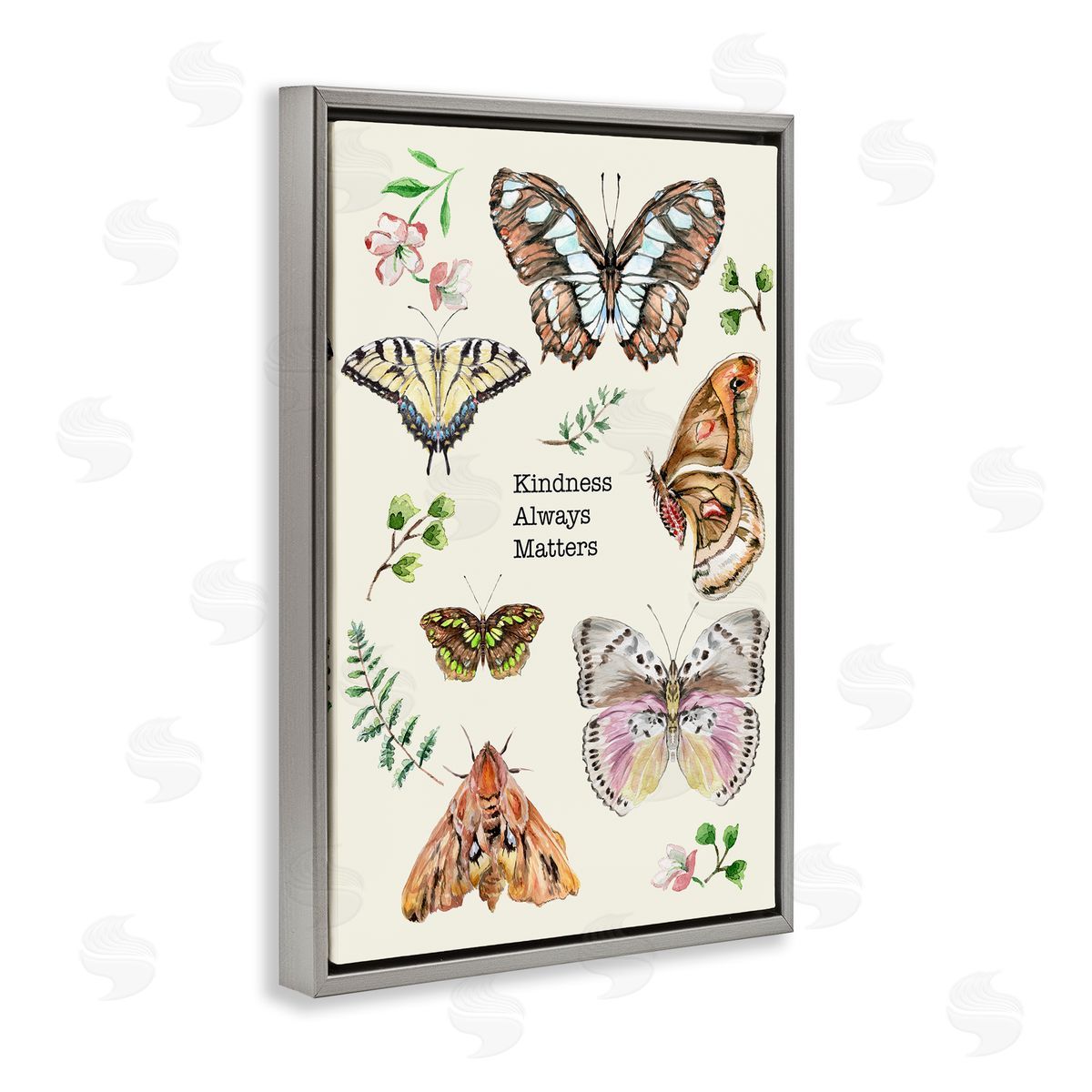 Kindness Matters Insects Grey Floating Frame Canvas Wall Art, Home Decor by Melissa Hyatt