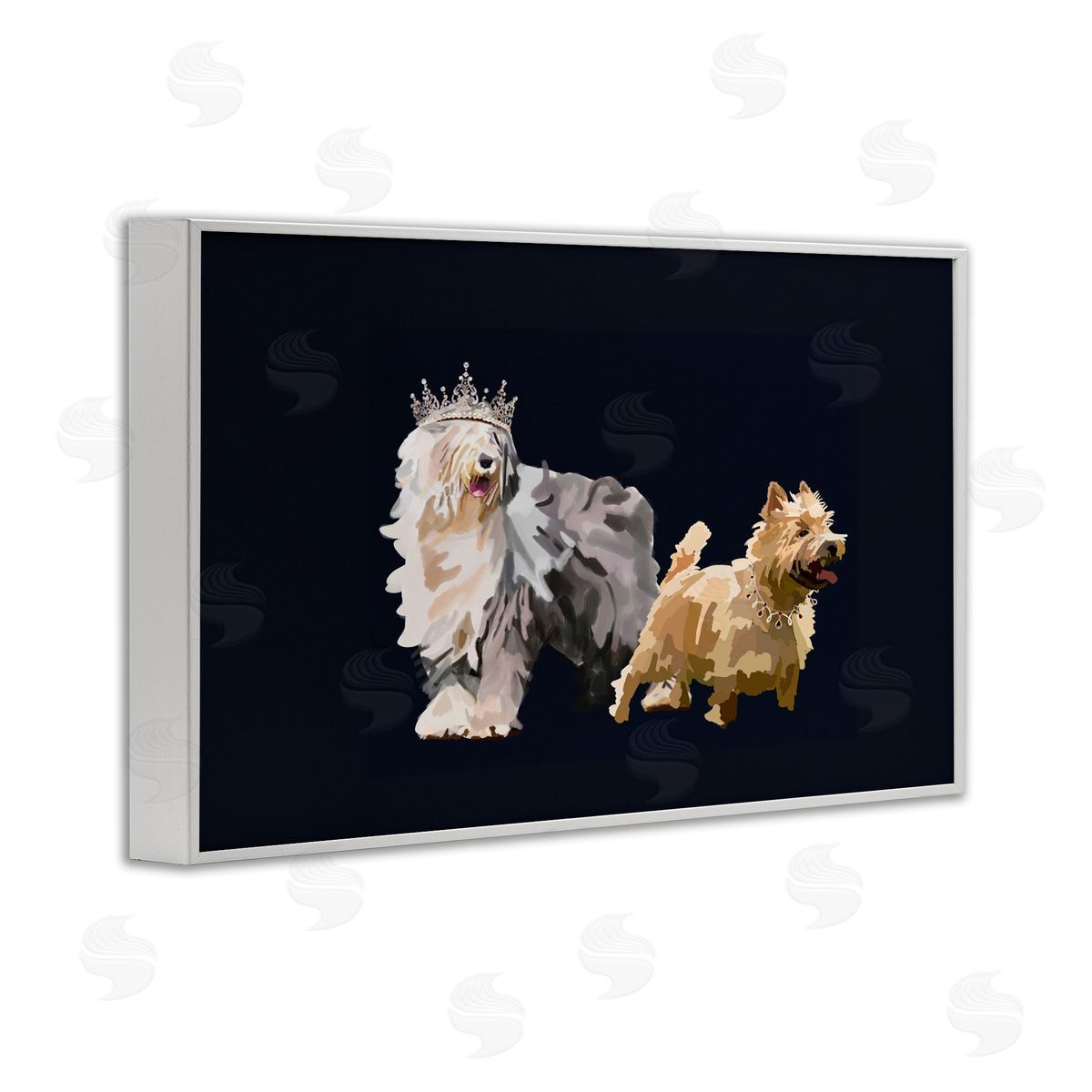 Dog Duo with Crowns White Frame Print Wall Art, Home Decor by Amelia Noyes