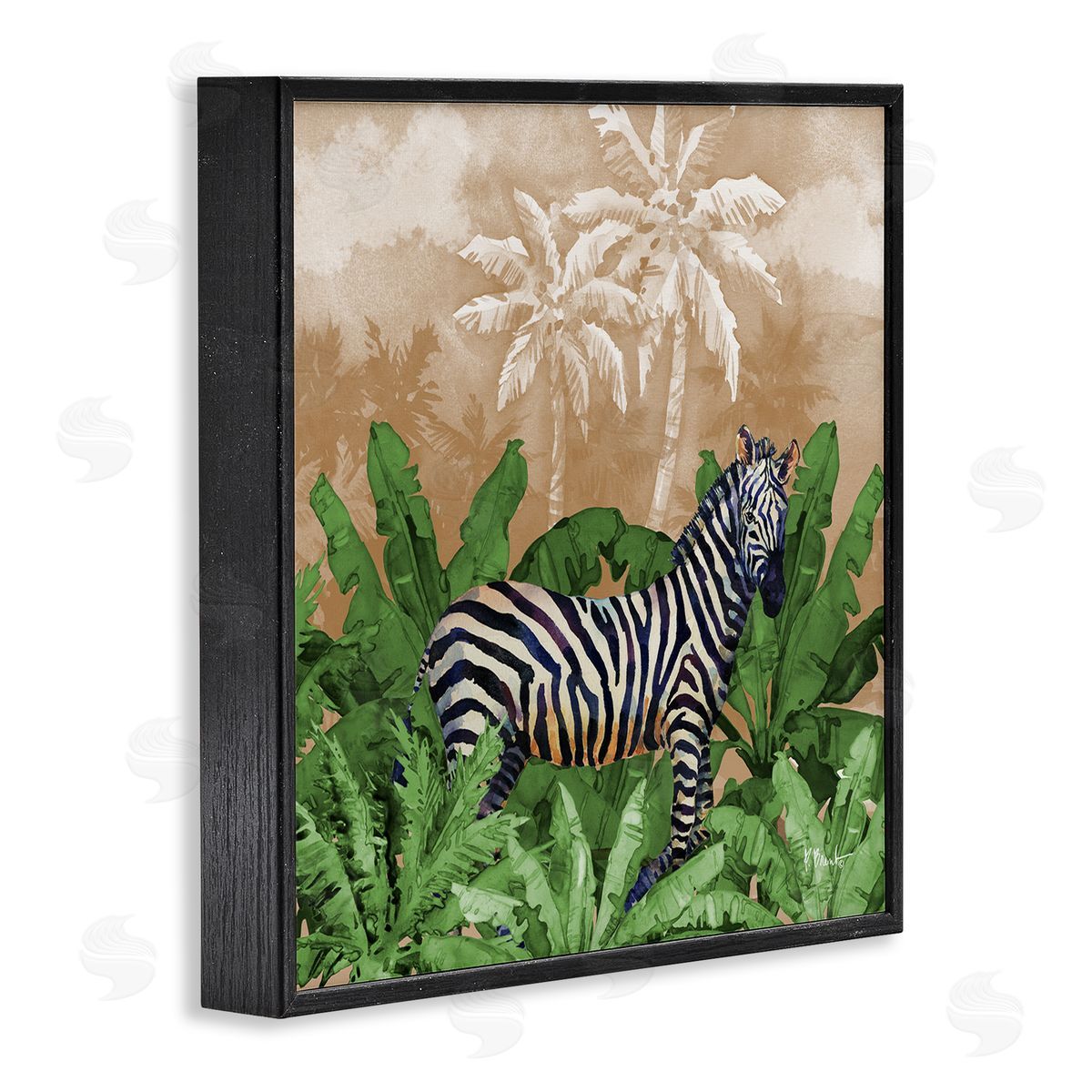 Jungle Life Zebra Black Frame Print Wall Art, Home Decor by Paul Brent