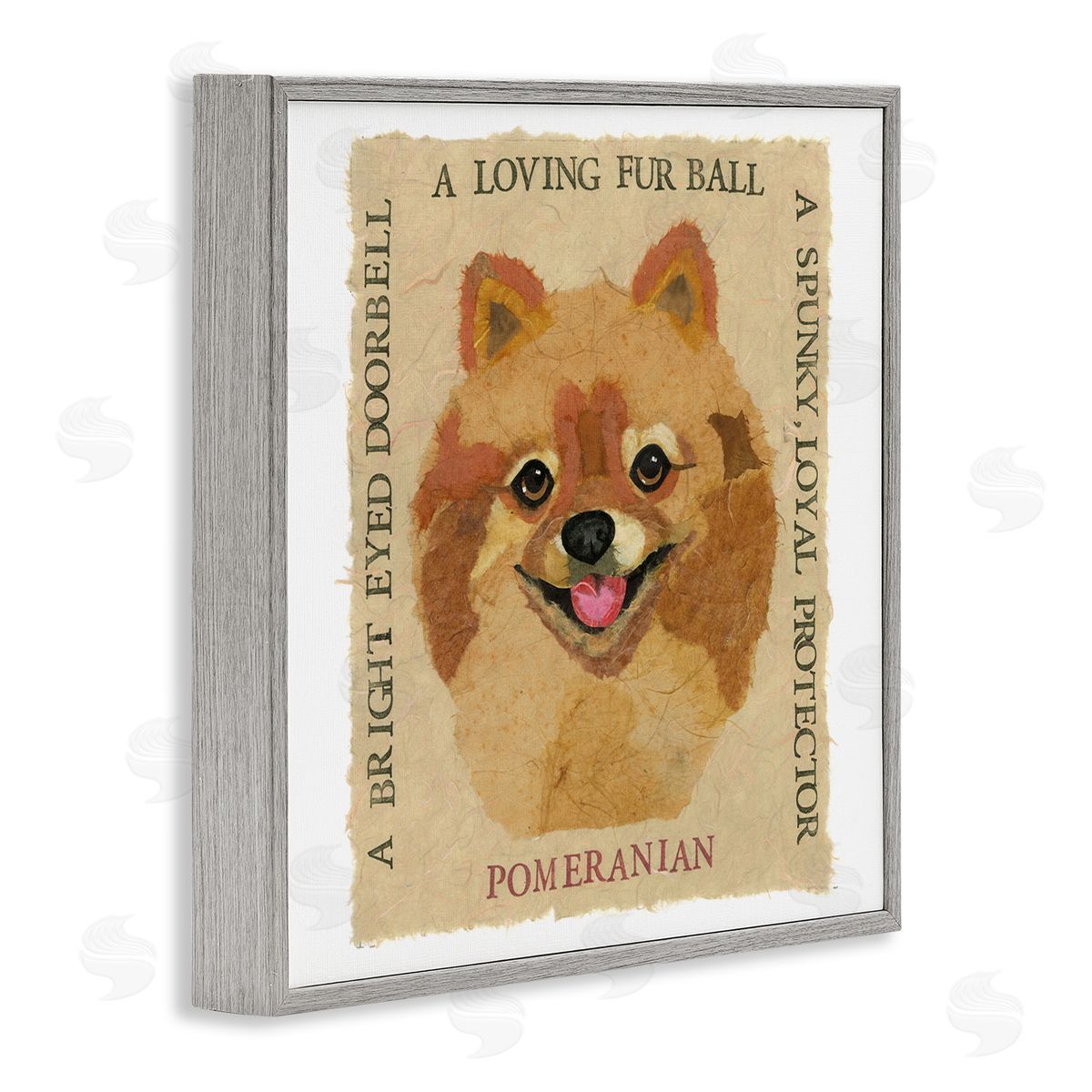 Nancy Overton Fun Pomeranian Pet Phrases Gray Framed Giclee Wall Art Print