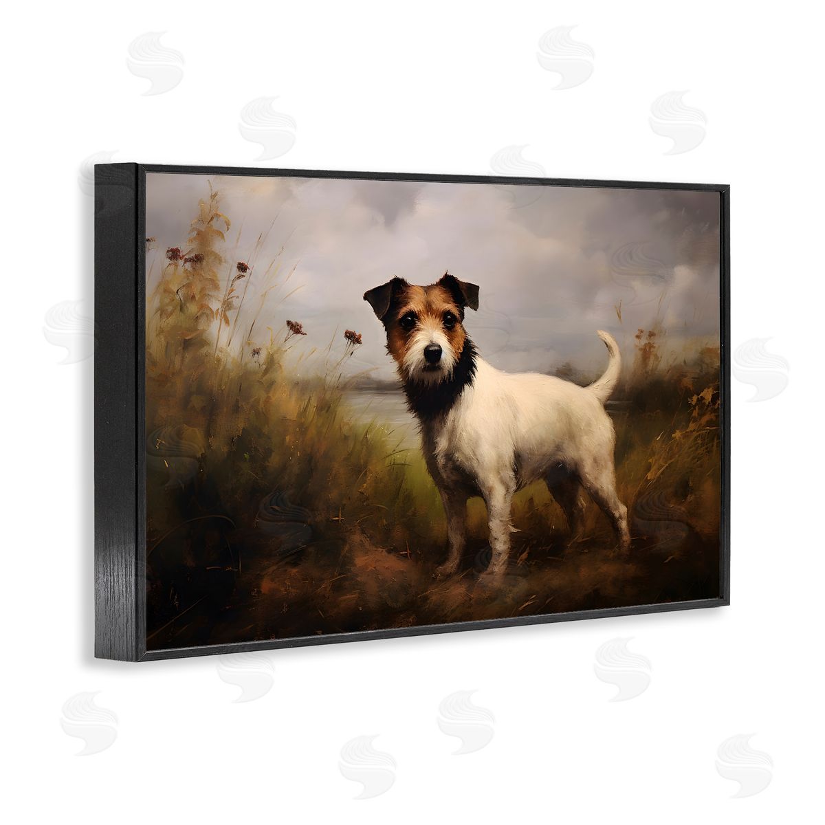 Jack Russell Terrier Landscape Black Frame Print Wall Art, Home Decor by Petal Prints Design