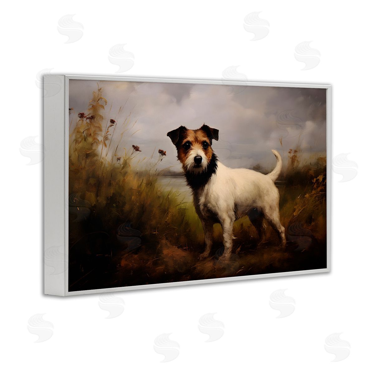 Jack Russell Terrier Landscape White Frame Print Wall Art, Home Decor by Petal Prints Design