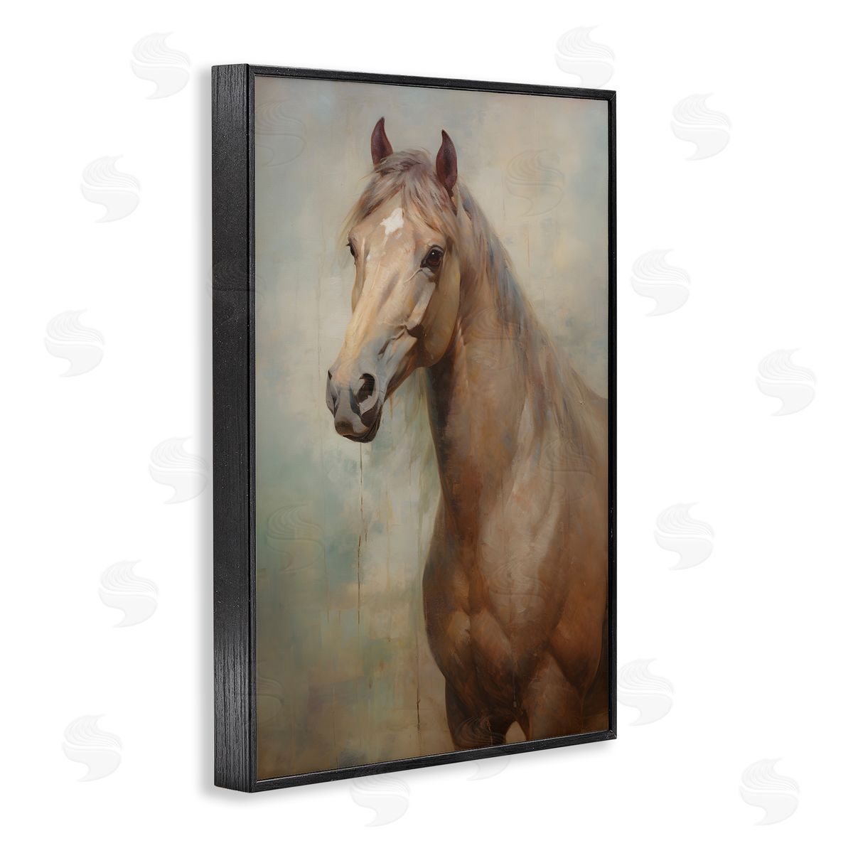 Tan Horse Visage Black Frame Print Wall Art, Home Decor by Petal Prints Design