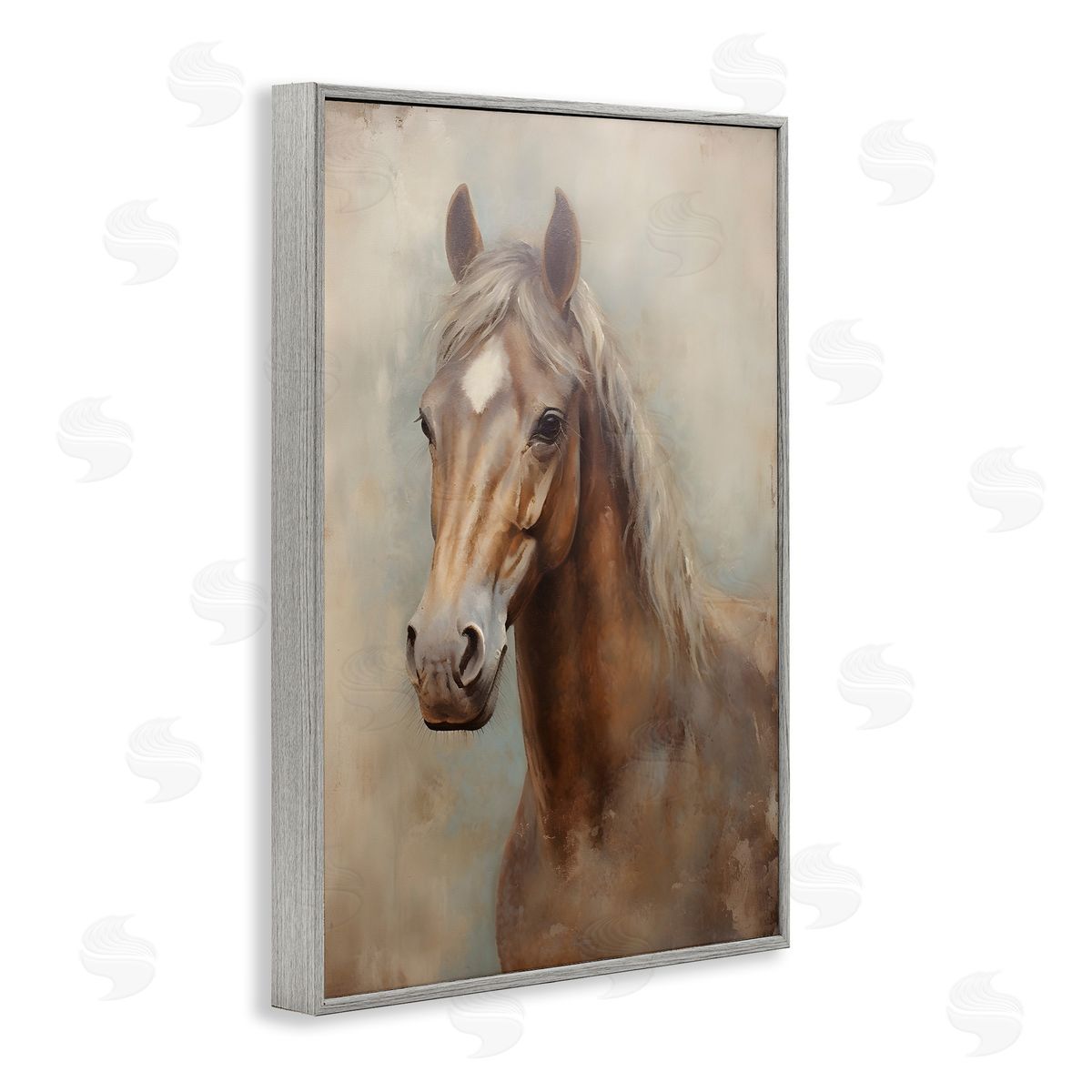 Brown Horse Visage Grey Frame Print Wall Art, Home Decor by Petal Prints Design