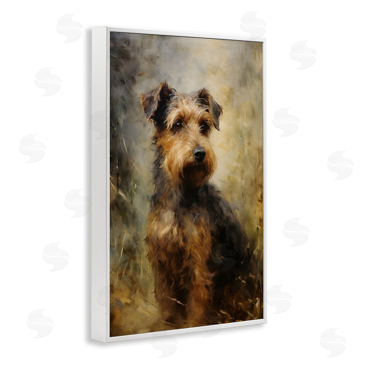 Poised Terrier Dog White Frame Print Wall Art, Home Decor by Petal Prints Design
