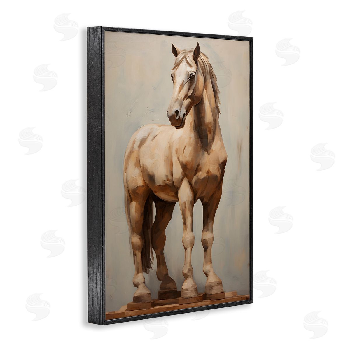 Magnificent Mare Standing Black Frame Print Wall Art, Home Decor by Petal Prints Design