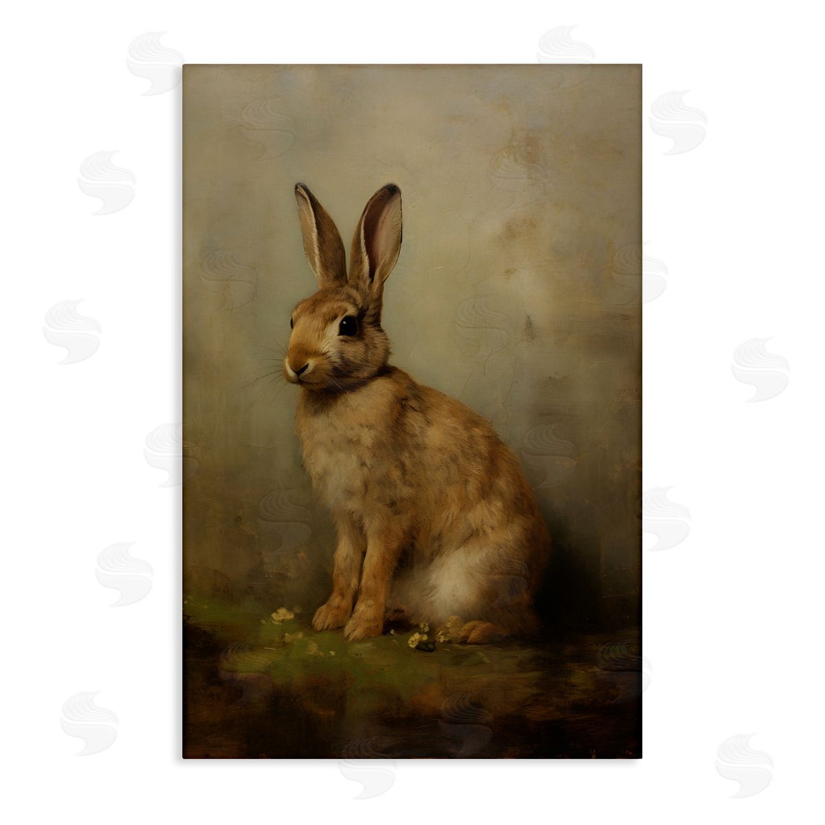 Brown Bunny Portrait Canvas Wall Art, Home Decor by Petal Prints Design